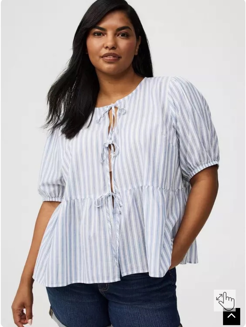 Torrid cotton puff sleeve tie front top